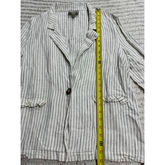 ASOS Blazer Jacket Linen Viscose Womens 6 White Black Striped 09118792 F102103 - Picture 3 of 8